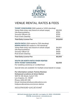 Union-Station-Venue-Rental-Rates-and-Fees Page 1